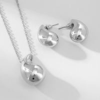 Гарнитур 2 предмета: серьги, кулон &laquo;Капля&raquo;, цвет серебро, 40 см