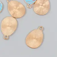 Декор для творчества металл, эмаль "Голубое яйцо с сердечками" 1,4х2,2 см