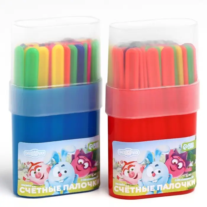 Счетные палочки 50 штук, в пластиковом пенале, МИКС &laquo;Смешарики&raquo;