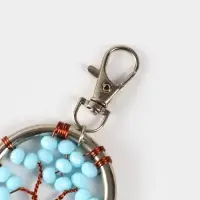 Брелок ловец снов "Древо жизни" 19 см, цв. бирюзовый