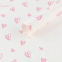Плёнка упаковочная для цветов &laquo;С любовью&raquo;, матовая, сердца, белая, 57 х 57 см