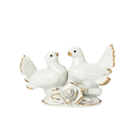 Сувенир керамика "Голубки с розой" белый, страза 5,8х8,7х4,2 см Сувенир керамика "Голубки с розой" белый, страза 5,8х8,7х4,2 см