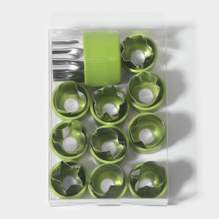 Набор овощерезок Доляна &laquo;Вкус&raquo;, 12 предметов, зелёный