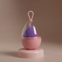 Скошенный спонж для макияжа &laquo;Капля&raquo;, 6 &times; 4 см, увеличивается при намокании, в футляре, цвет фиолетовый