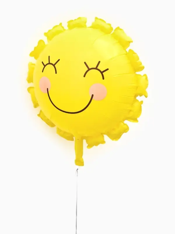 Воздушный шар фольгированный 22" "Солнышко" цвет желтый