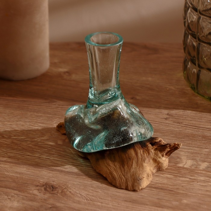 Вазон стекло на дереве "Эстетика" 20х15х9 см