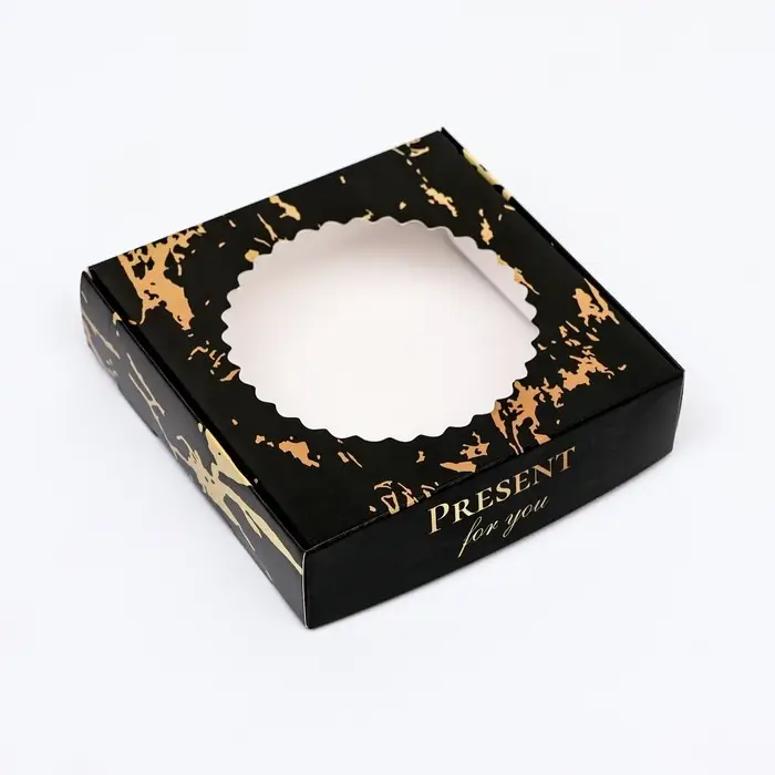 Коробка сборная с окном, &laquo;Презент&raquo;, 11.5&times;11.5&times;3 см