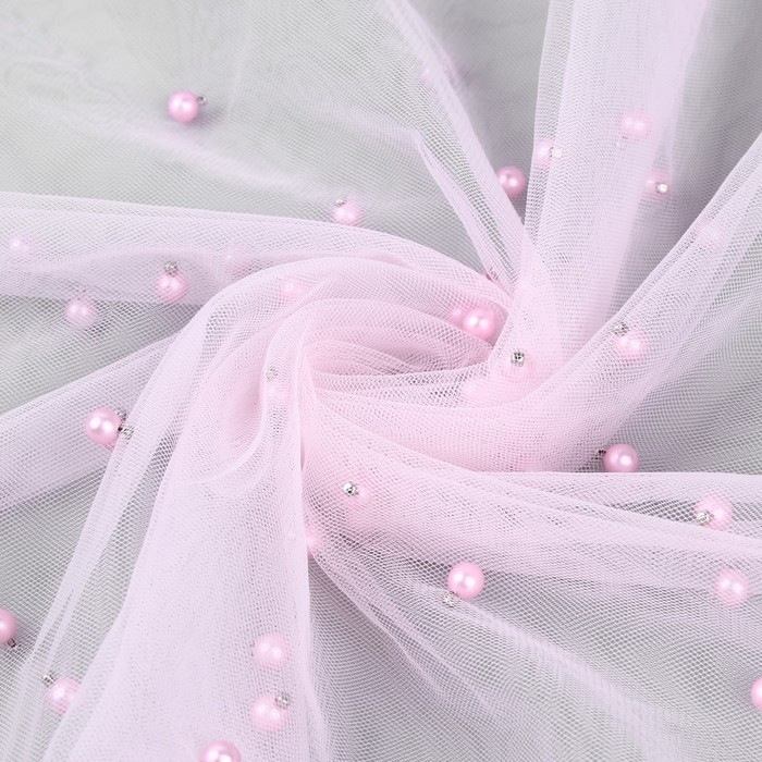 Сетка с бусинами, 150 см, 1 &plusmn; 0,2 м, цвет розовый
