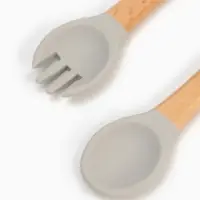 Тарелка детская секционная с ложкой и вилкой, 3 секции, серый, Mum&Baby