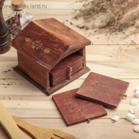 Подставка под горячее &laquo;Домик&raquo;, 6 шт., 8.5&times;10&times;10 см, дерево