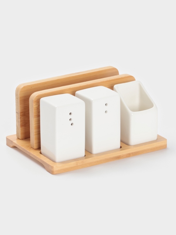 Набор для специй на подст 4 шт "BellaTenero" , солонка, перечница, салфетница, зубочист