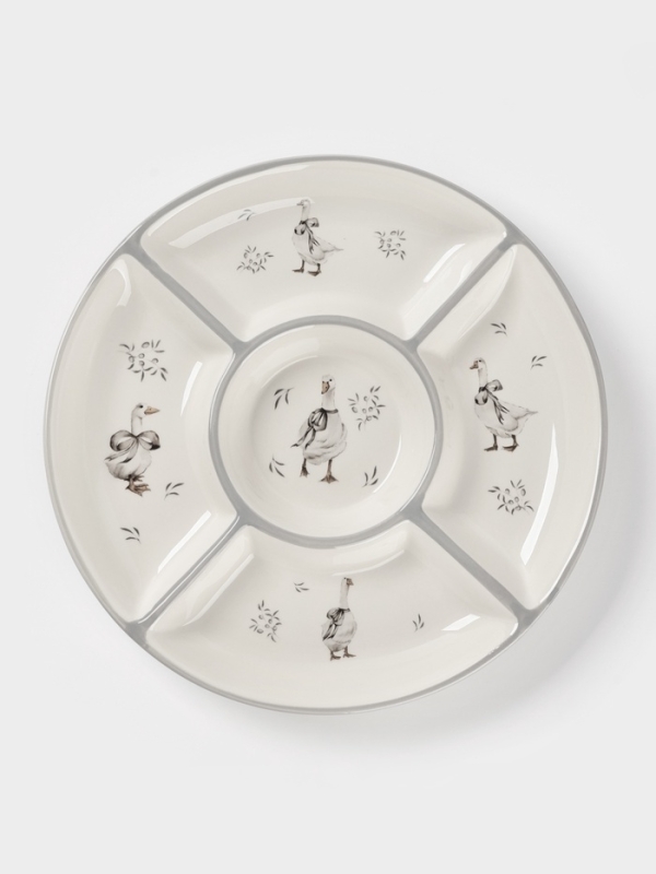 Менажница Доляна "Гуси" цвет белый  5 ячеек 25,5х3 см