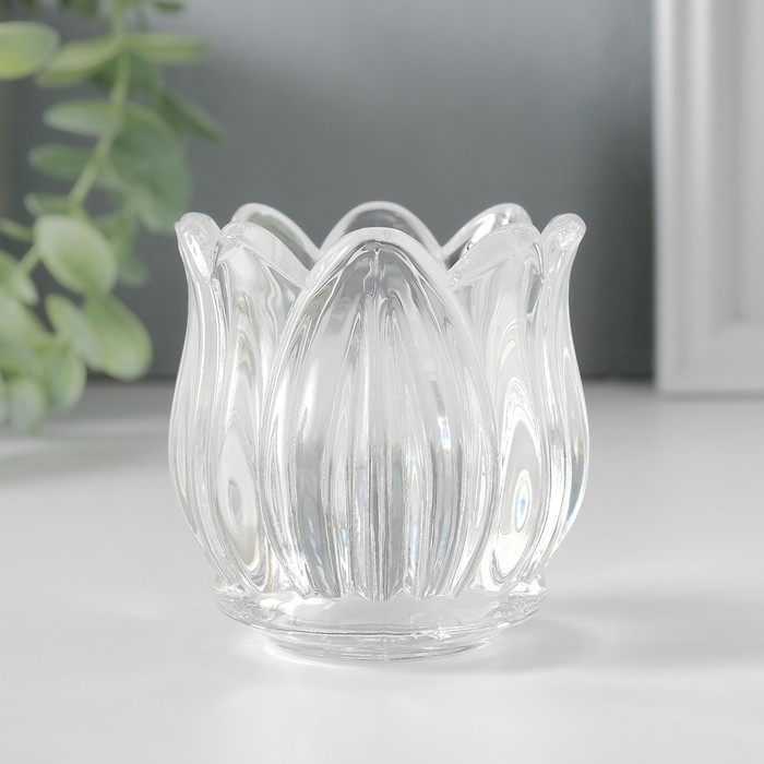 Подсвечник стекло на 1 свечу "Подснежник" прозрачный 7х7х7 см