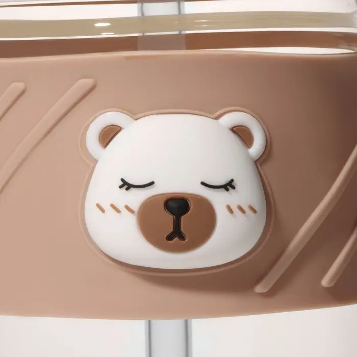 Бутылка для воды стеклянная, с крышкой и трубочкой &laquo;Бьорн&raquo;, 400 мл, цвет бежевый