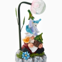 Садовая фигура "Гном лесничий", 14х12х25 см, с подсветкой