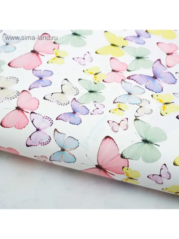 Бумага упаковочная глянцевая &laquo;Светлые бабочки&raquo;, 70 х 100 см