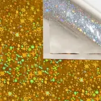 Пленка голографическая, &laquo;Звёздное небо&raquo;, золотая, 70 см &times; 1 м