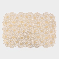 Салфетка сервировочная на стол Доляна, 45&times;30 см, бело-золотая