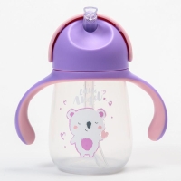 Поильник детский с силиконовой трубочкой &laquo;Koala&raquo;, 250 мл., с ручками, цвет фиолетовый