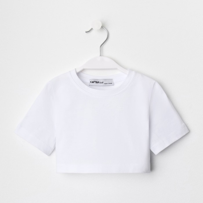 Футболка для девочки укороченная KAFTAN "Selfie", рост 158-164, цвет белый