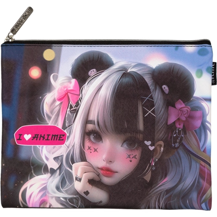 Папка для тетрадей А5, 205 х 270 мм, deVENTE "I Love Anime", молния сверху, плоская, кож.зам, для девочки