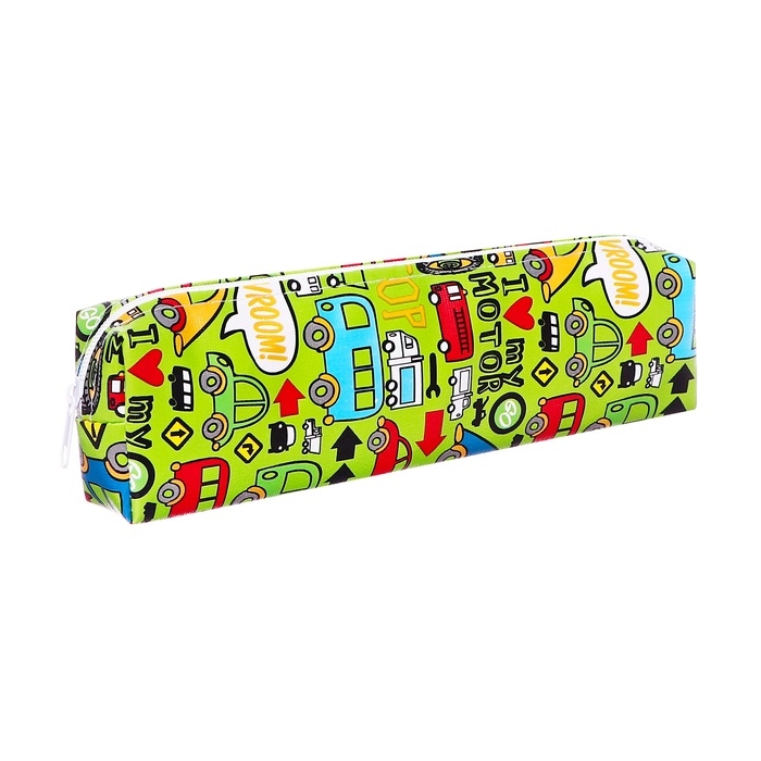 Пенал школьный на молнии "Машинки", МИКС