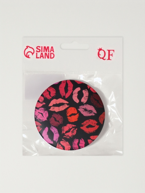 Зеркало складное круг (2) с/увел d7,3см ПОЦЕЛУИ МИКС пласт пакет QF