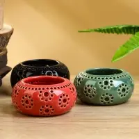 Подсвечник, 8.5&times;8.5&times;4 см, керамика, МИКС