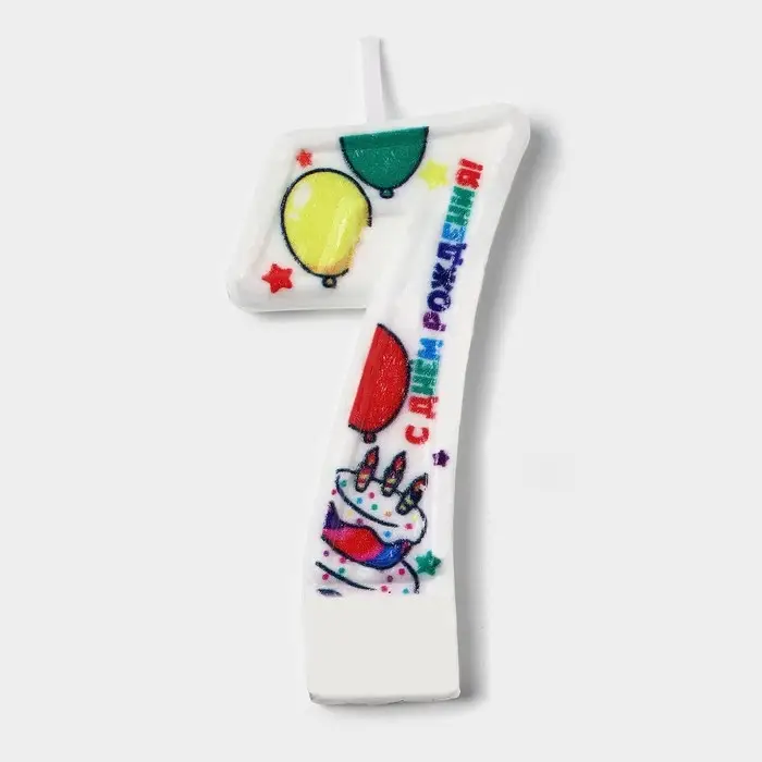 Свеча цифра для торта &laquo;7&raquo;, 3,7 х 7,2 см