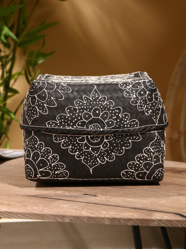 Корзинка плетеная "Бонтанг" бамбук 24х24х15 см, тёмная