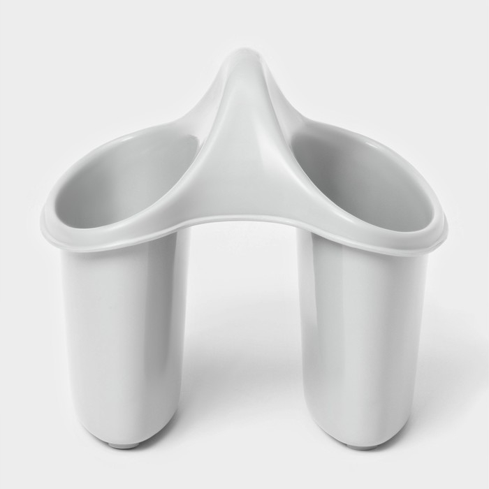 Сушилка для столовых приборов, 2 отделения, 17&times;15,2&times;16 см, цвет серый