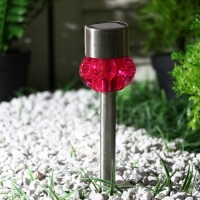 Садовый светильник на солнечной батарее «Грани красные», 5.5 × 29 × 5.5 см, 1 LED, свечение белое Садовый светильник на солнечной батарее «Грани красные», 5.5 × 29 × 5.5 см, 1 LED, свечение белое