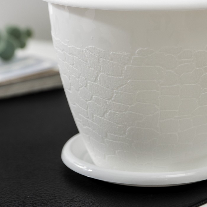 Горшок для цветов с поддоном &laquo;Розалия&raquo;, 800 мл, белый