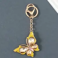Брелок металл, стразы на карабине "Бабочка" жёлтый 4,7х6,4х0,8 см
