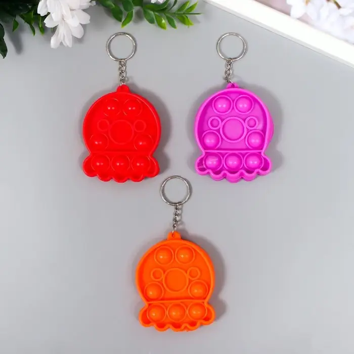 Брелок резина антистресс (бесконечная пупырка) "Медуза" МИКС 7,5х6х1,3 см