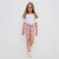 Шорты для девочки с поясом KAFTAN, размер 34 (122-128), цвет пудра