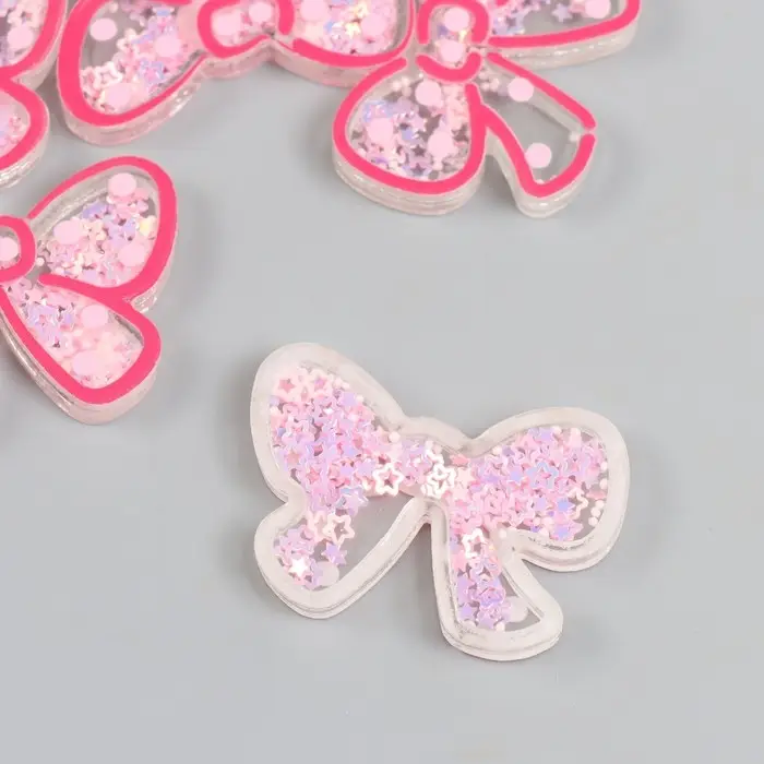 Шейкер для творчества акрил "Бант" с глиттером 0,5х4,5х3,2 см