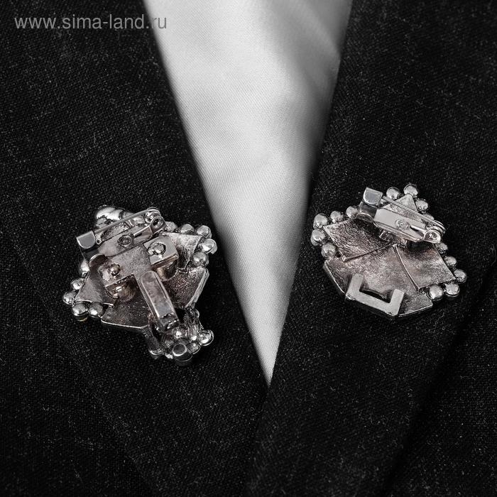 Зажим для кардигана «Ромбы», цвет серый в чернёном серебре Зажим для кардигана «Ромбы», цвет серый в чернёном серебре
