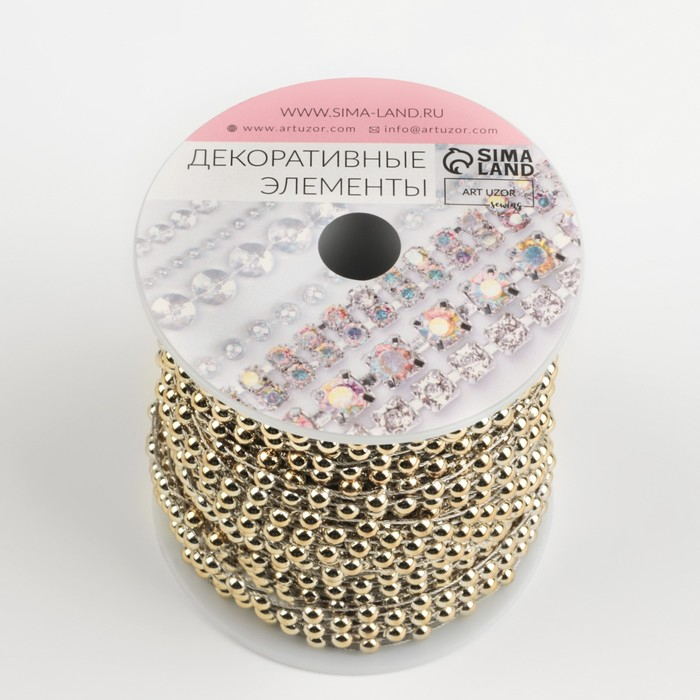 Бусы на нитях, плоские, 14 мм, 9 ± 1 м, цвет золотой Бусы на нитях, плоские, 14 мм, 9 ± 1 м, цвет золотой