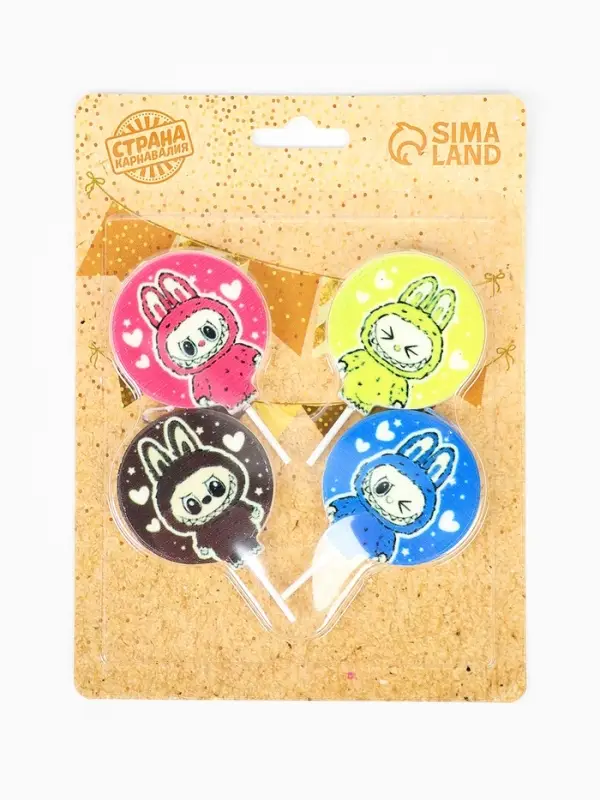 Набор свечей на шпажке "Монстрик №2" 4 шт