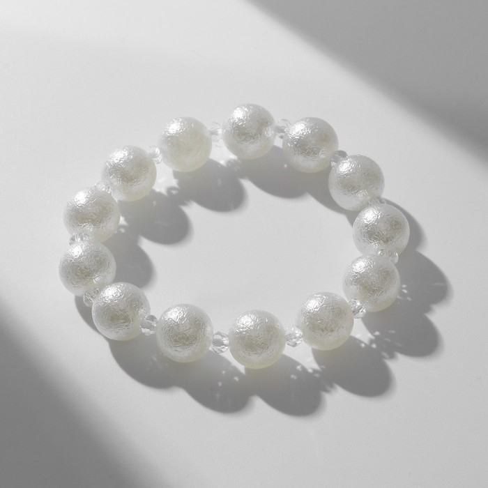 Браслет жемчуг &laquo;Весна&raquo; блеск, бусины №12, цвет белый