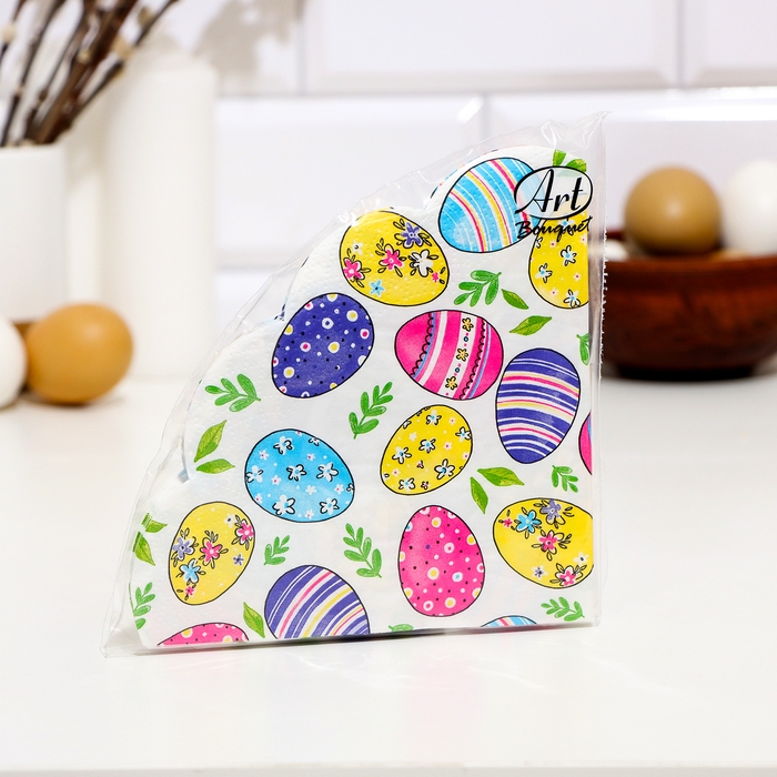 Пасхальные круглые салфетки бумажные Art Bouquet Rondo &laquo;Акварельные яйца&raquo;, 1 слой, d=32 см, 12 шт