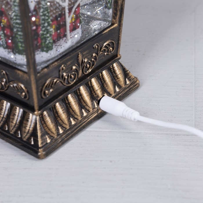 Светодиодная фигура &laquo;Фонарь с домиком&raquo; 12 &times; 24 &times; 12 см, пластик, батарейки ААх3 (не в комплекте), USB, свечение тёплое белое