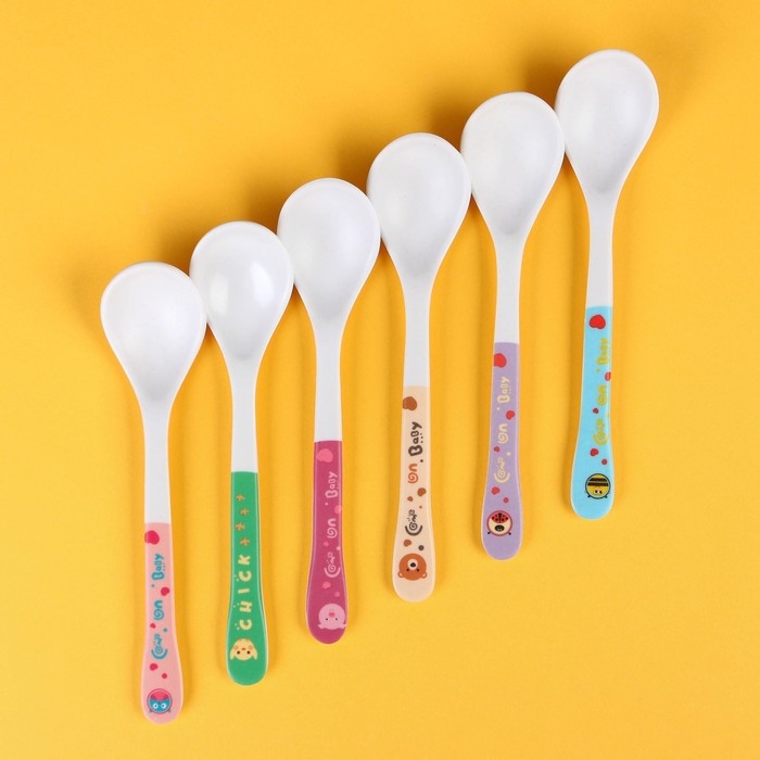 Ложка детская для кормления из бамбука, форма круг, цвет МИКС