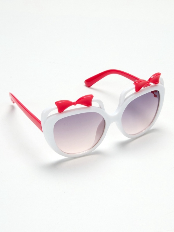 Очки солнцезащитные детские OneSun, бантики, 4.5 х 12 см, цвет бело-малиновый