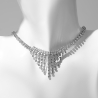 Колье &laquo;Водопад&raquo; мини, цвет белый в серебре, 30 см