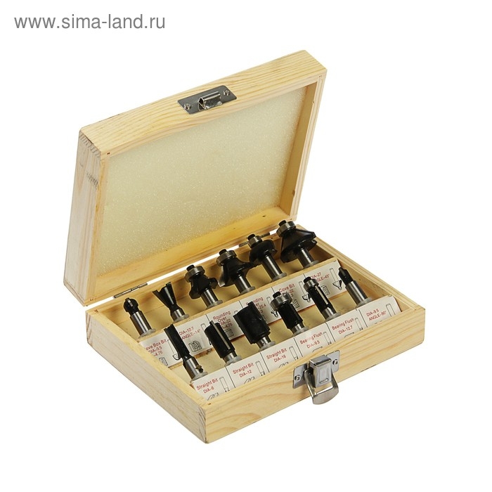 Сверла-фрезы VERTO 60H010, по дереву, набор 12 шт., хвостовик 8 мм