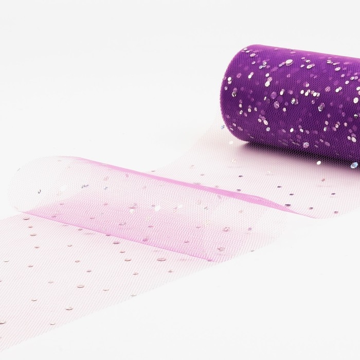 Фатин с блёстками, 15 см, 11 &plusmn; 1 г/кв.м, 23 &plusmn; 1 м, цвет фиолетовый №27