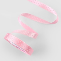 Лента атласная &laquo;Горошек&raquo;, 15 мм, 23&plusmn;1 м, розовая №004