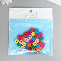 Бусины для творчества дерево "Алфавит на кубиках" набор 30 шт 1х1 см